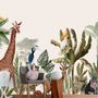 Papier peint aquarelle jungle et animaux de safari