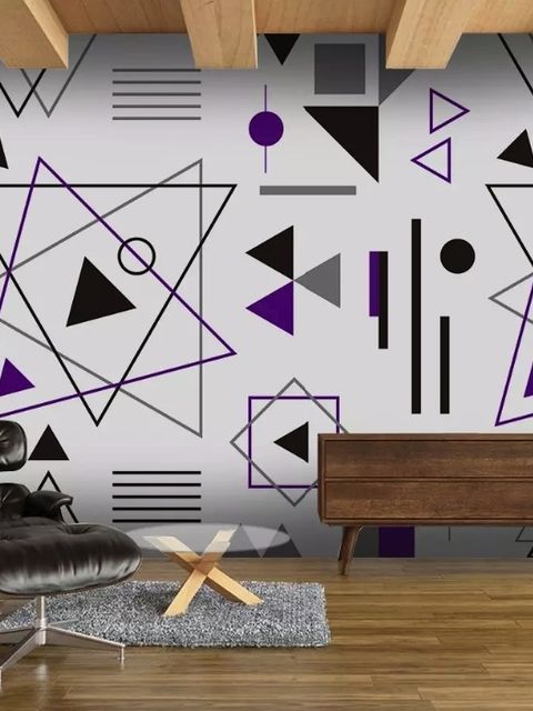 Purple Black Geometric Shapes Wallpaper Mural