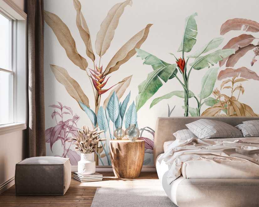 Colorful Tropical Banana Tree Wallpaper Mural