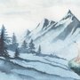 Kids Mountain Landscape with Cartoon Bear Wallpaper Mural