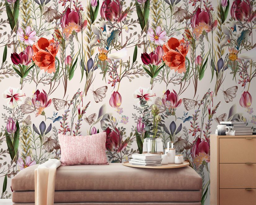 Spring Flowers Pattern Wallpaper Mural