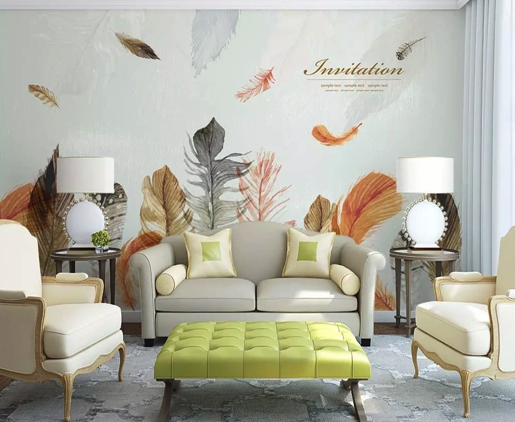 Vintage Feather Wallpaper Mural - Peel and Stick