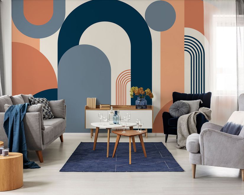 Geometric Arch with Shapes Wallpaper Mural