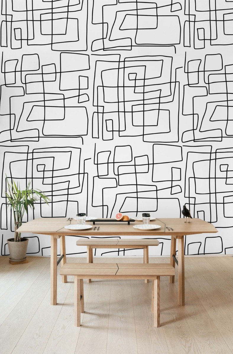 Minimalist Geometric Line Wallpaper Mural - Peel and Stick