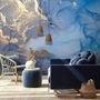 Blue Gold Look Marble with Splash Wallpaper Mural