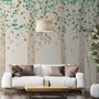 Watercolor Style Forest with Green Brown Little Leaves Wallpaper Mural