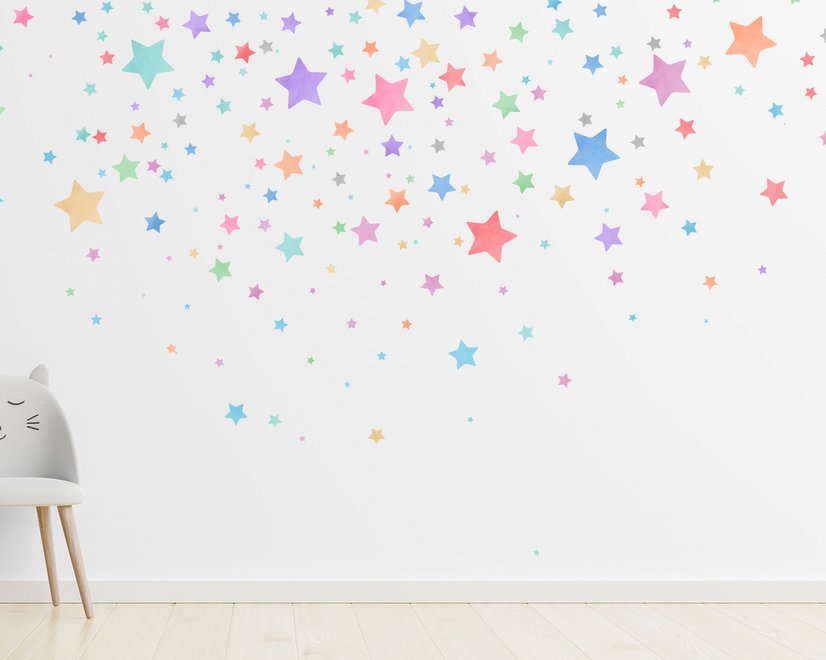 Colorful Watercolor Little Stars Wall Decal Sticker