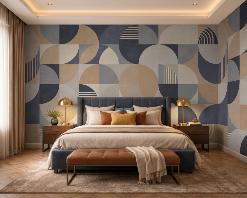 Retro Abstract Geometric Shapes Wallpaper Mural