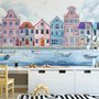 Watercolor Dutch Houses Wallpaper Mural for Kids