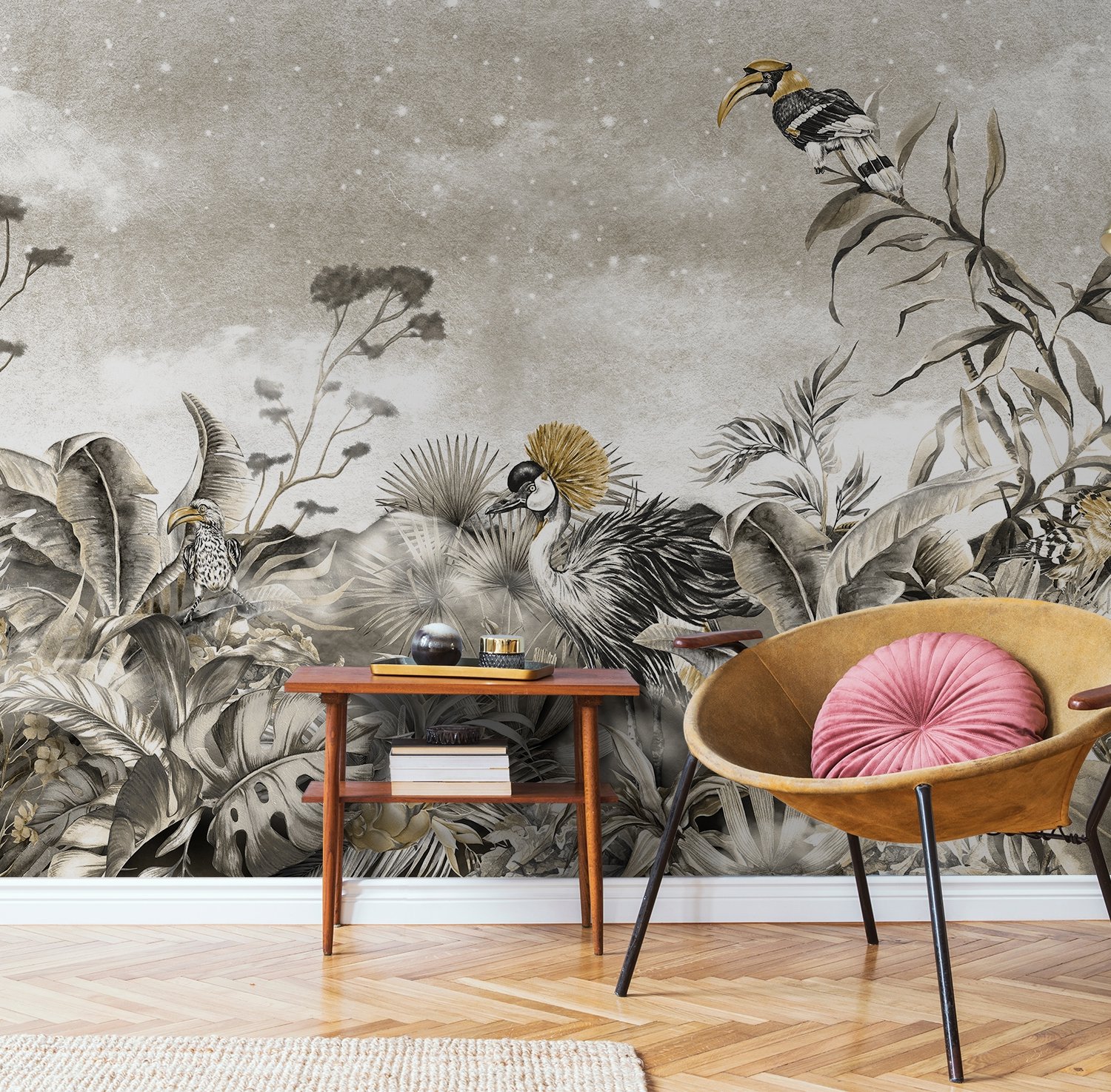 Vintage Historische Paradiesvogel Kunst Fototapete - Selbstklebende