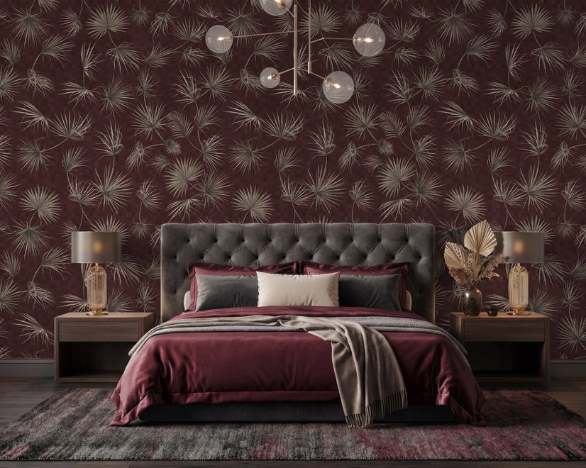 Tropical Palm Leaf and Birds Wallpaper Mural