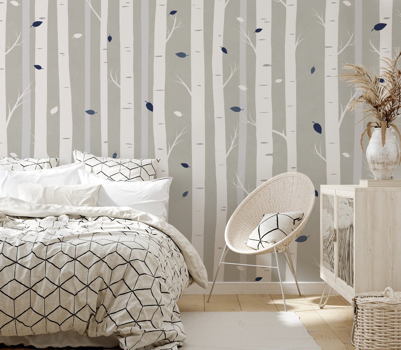 White Tree Branches Wallpaper Mural - Peel and Stick