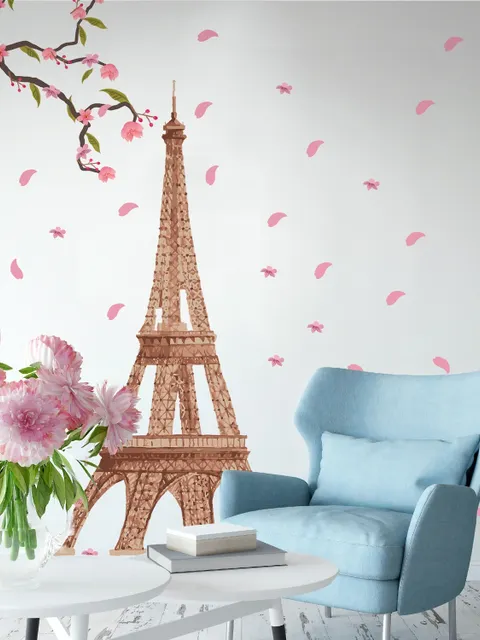 Paris Tour Eiffel avec fleurs de cerisier Stickers muraux
