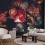 Red Hydrangea Orange Orchid Rose Dark Floral Bouqet Wallpaper Mural