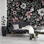 Dunkle Blumen mit Weißer Gänseblümchen-Fototapete