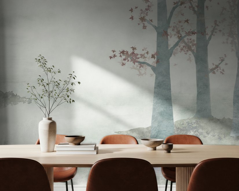 Misty Forest Autumn Landscape Wallpaper Mural