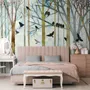 Vintage Abstract Forest and Black Bird Wallpaper Mural
