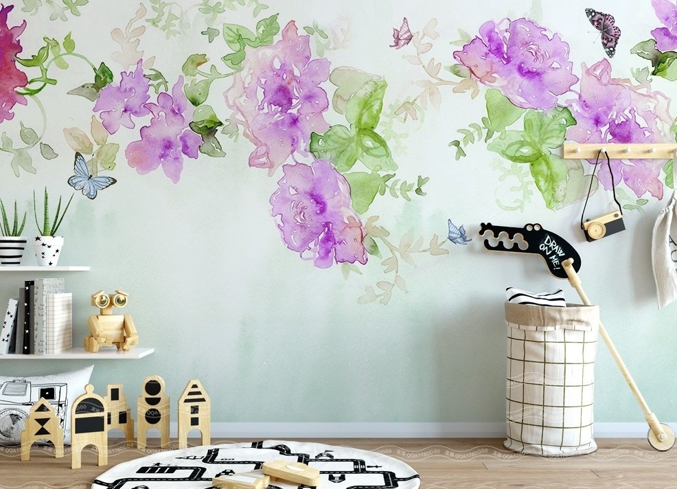 Watercolor Peony Floral Wallpaper Mural - Peel and Stick