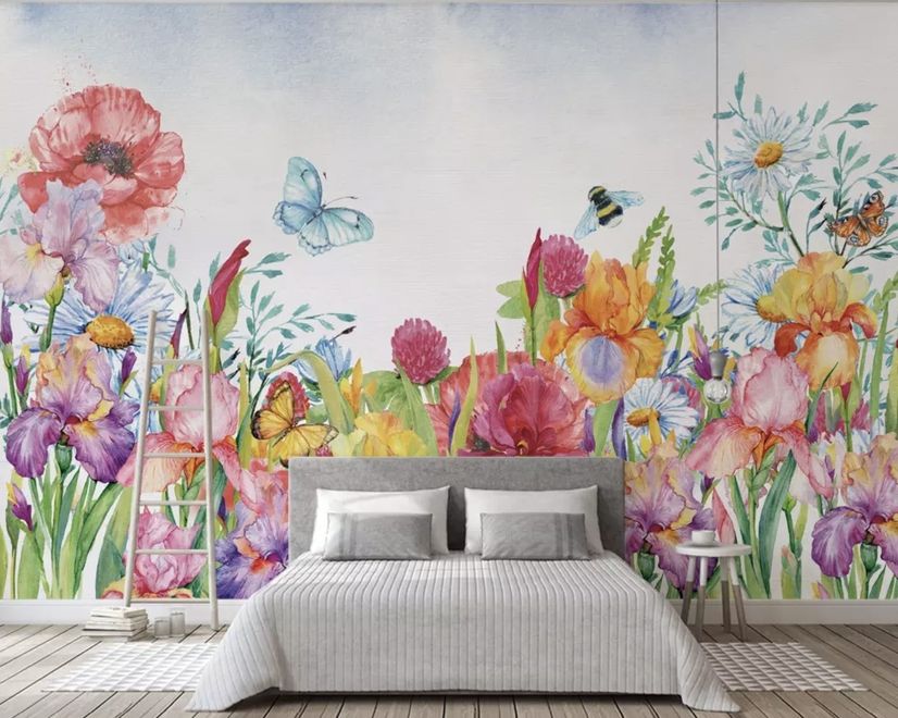 Watercolor Garden Floral Wallpaper Mural