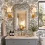 Monochrome wallpaper with grey tree toile on a clean white ground