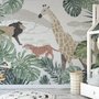 Retro Wild Animals with Tropical Leaves Wallpaper Mural