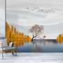 River Landscape and Yellow Autumn Trees Wallpaper Mural
