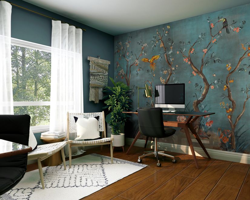 Watercolor Chinoiserie Fruit Trees Wallpaper Mural