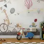 Vintage Hot Air Balloon and Rainbow Wallpaper Mural