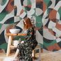 Modern Abstract Art with Retro Colorful Geometric Wallpaper Mural