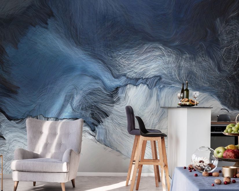 Abstract Dark Blue Brush Wallpaper Mural