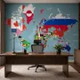 Country Flags on World Map Wallpaper Mural