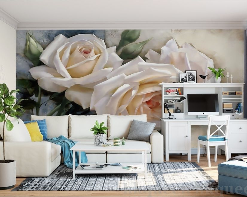 Cream Rose Flowers Wallpaper Mural