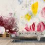 Pink Red Acyrlic Floral Bouqet Wallpaper Mural