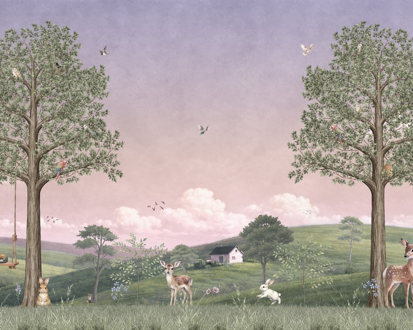 Kids Forest Animals Landscape Wallpaper Mural