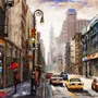 Oil Paintinging Style Street View of New York City Landscape Wallpaper Mural