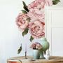 Pink Peony Florals with Green Leaf Wall Decal Sticker