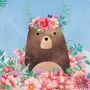 Flowery Cartoon Bear Wallpaper Mural