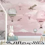 Cherry Blossom with Pink Hot Air Balloon Wallpaper Mural