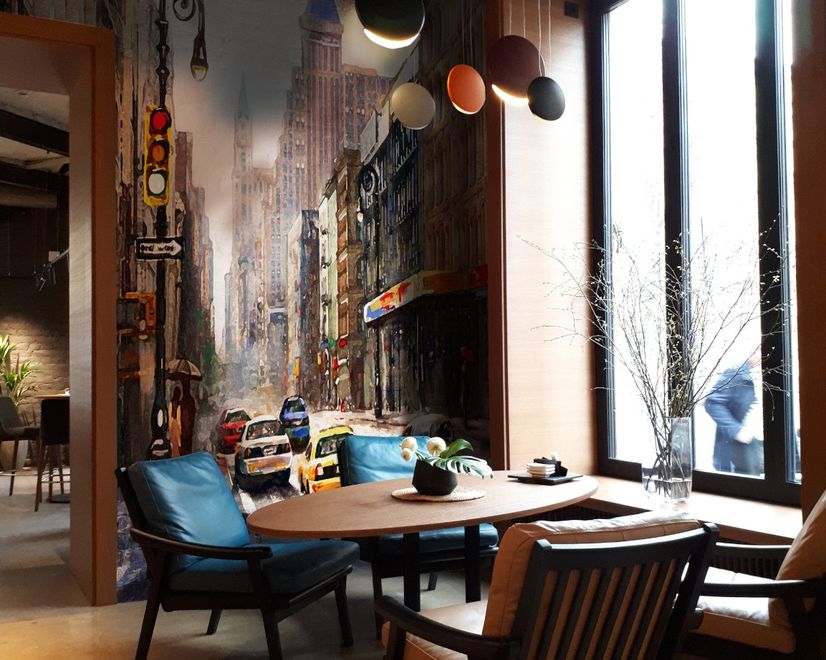 Oil Paintinging Style Street View of New York City Landscape Wallpaper Mural