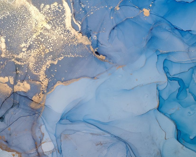 Blue Gold Look Marble with Splash Wallpaper Mural