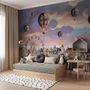 Kids Harbor Village and Hot Air Balloons Wallpaper Mural