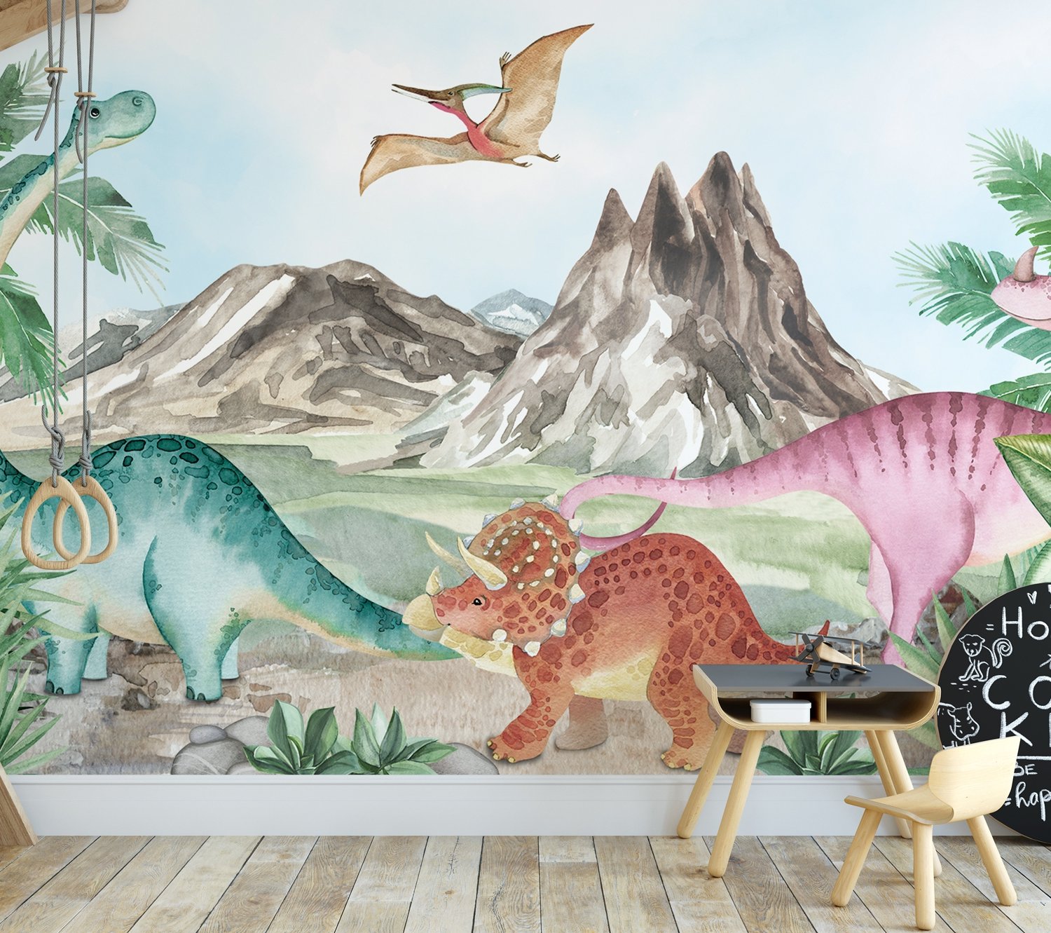 Süße bunte Welt der Dinosaurier Fototapete - Selbstklebende