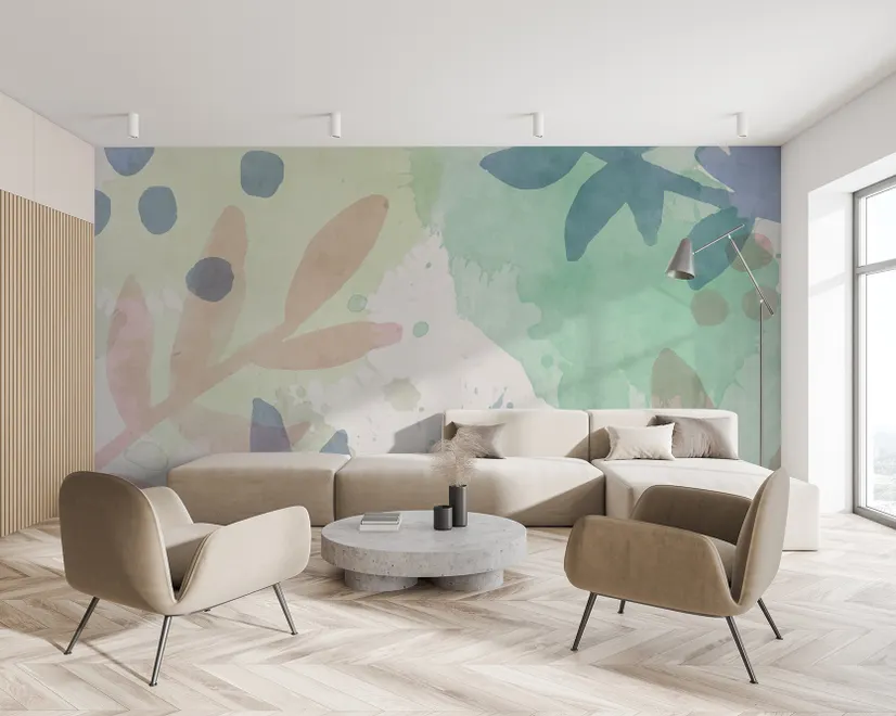 Watercolor Abstract Flowers Wallpaper Mural