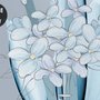 Blue Transparent Floral and White Butterflies Wallpaper Mural