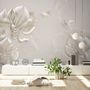 3D Embossed Look Magnolia Floral Art Wallpaper Mural