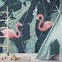 Tropische Bananenblätter mit Rosa Flamingo Fototapete