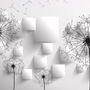 Monochrome Dandelion Floral Wallpaper Mural