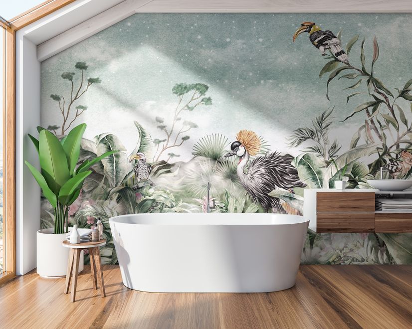 Vintage Historic Paradise Bird Art Wallpaper Mural