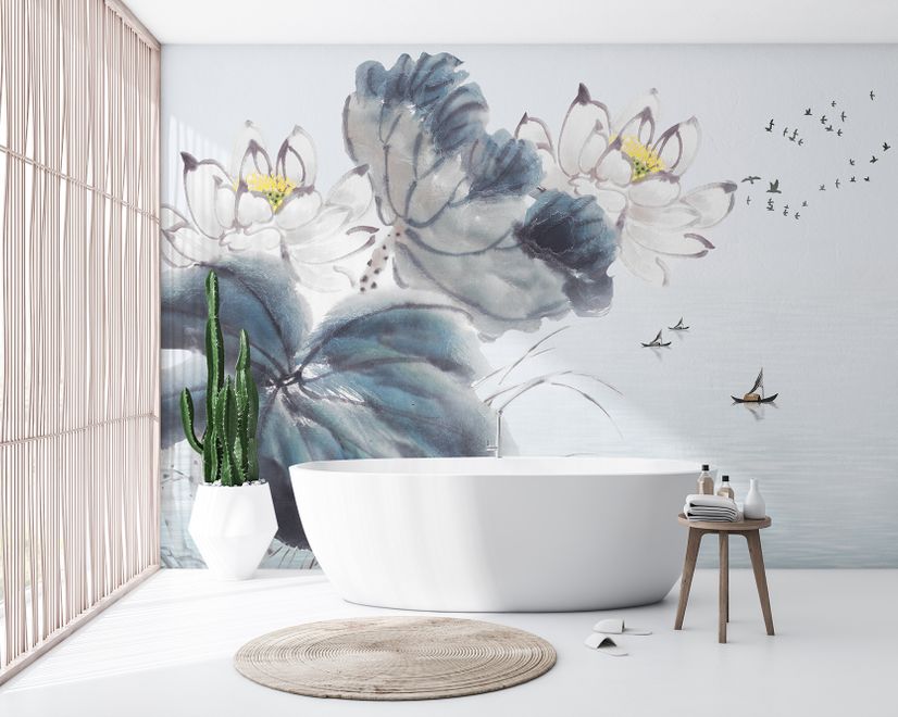 Lotus Floral Art Wallpaper Mural