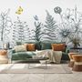 Charcoal Leaf and Flower Wallpaper Mural